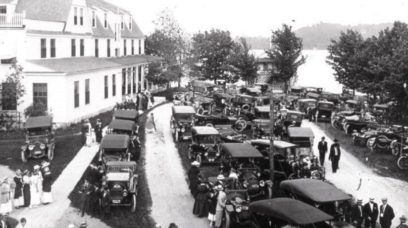Historic Big Cedar Lake resort, the Rosenheimer Hotel in 1917 in West Bend, Wisconsin