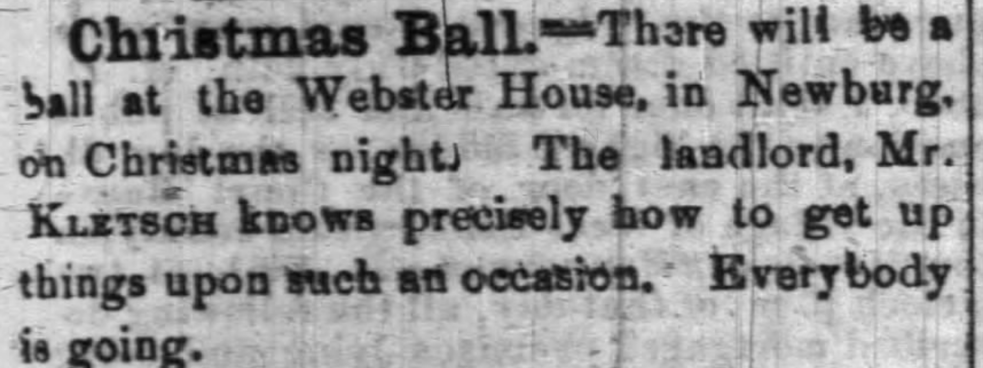 Christmas Ball historic newspaper clipping 