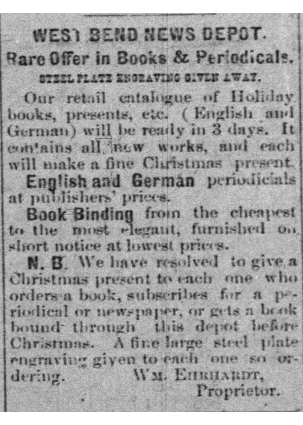 Historic newspaper clipping from Washington County, Wisconsin