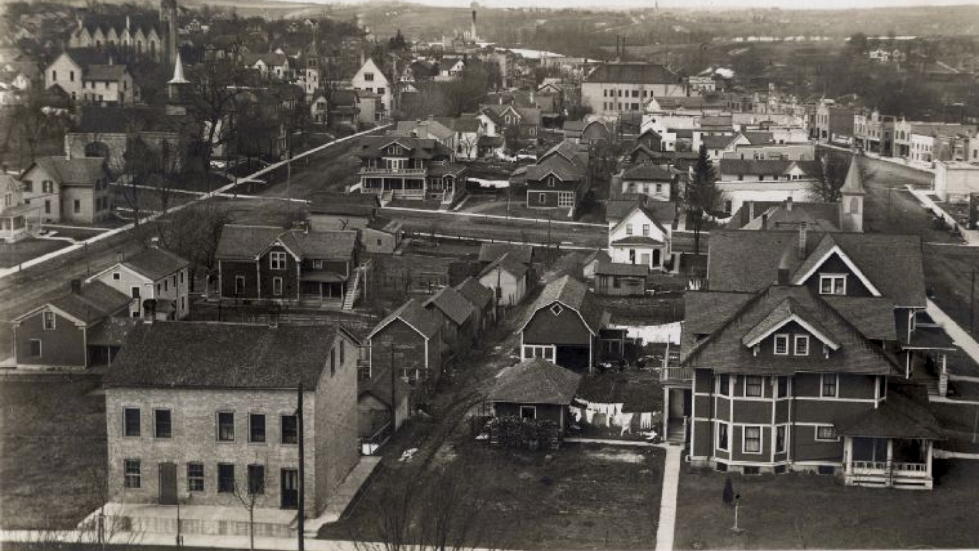 19th century view of West Bend from 1889 Courthouse