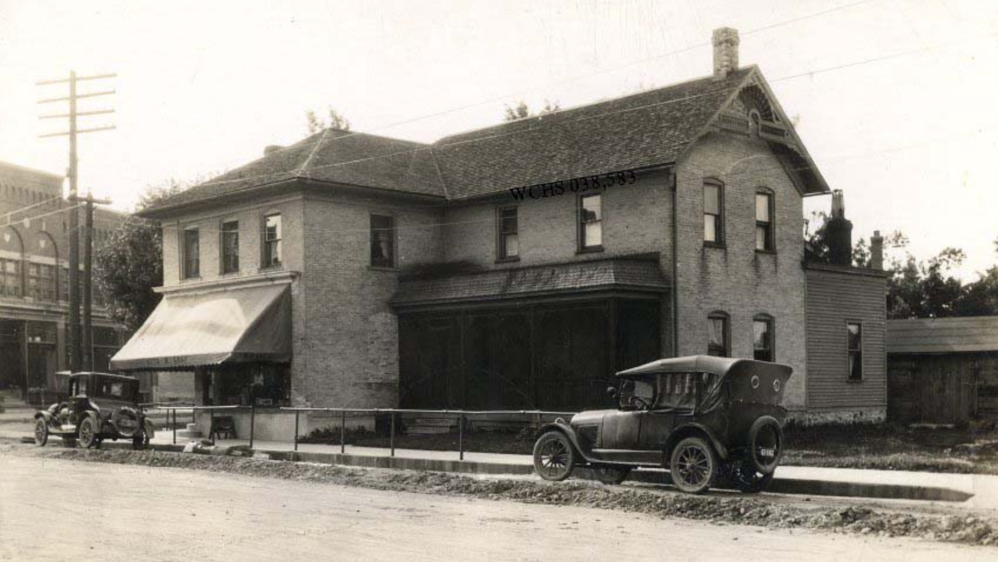 19th century view of coffee corner building in Kewaskum, WI